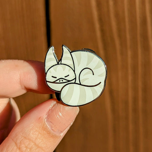 White Curled Up Cat Pin