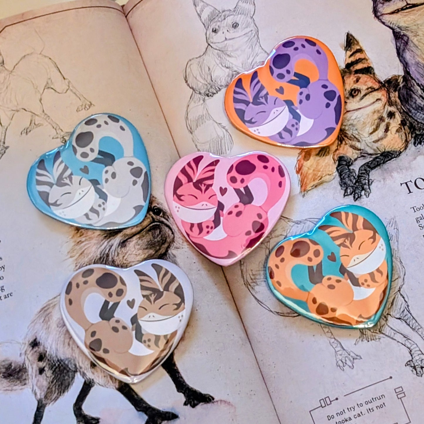 Cat Heart Shaped Buttons