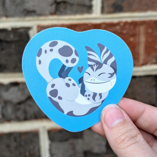 White Heart Cat Sticker
