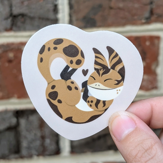 Brown Heart Cat Sticker