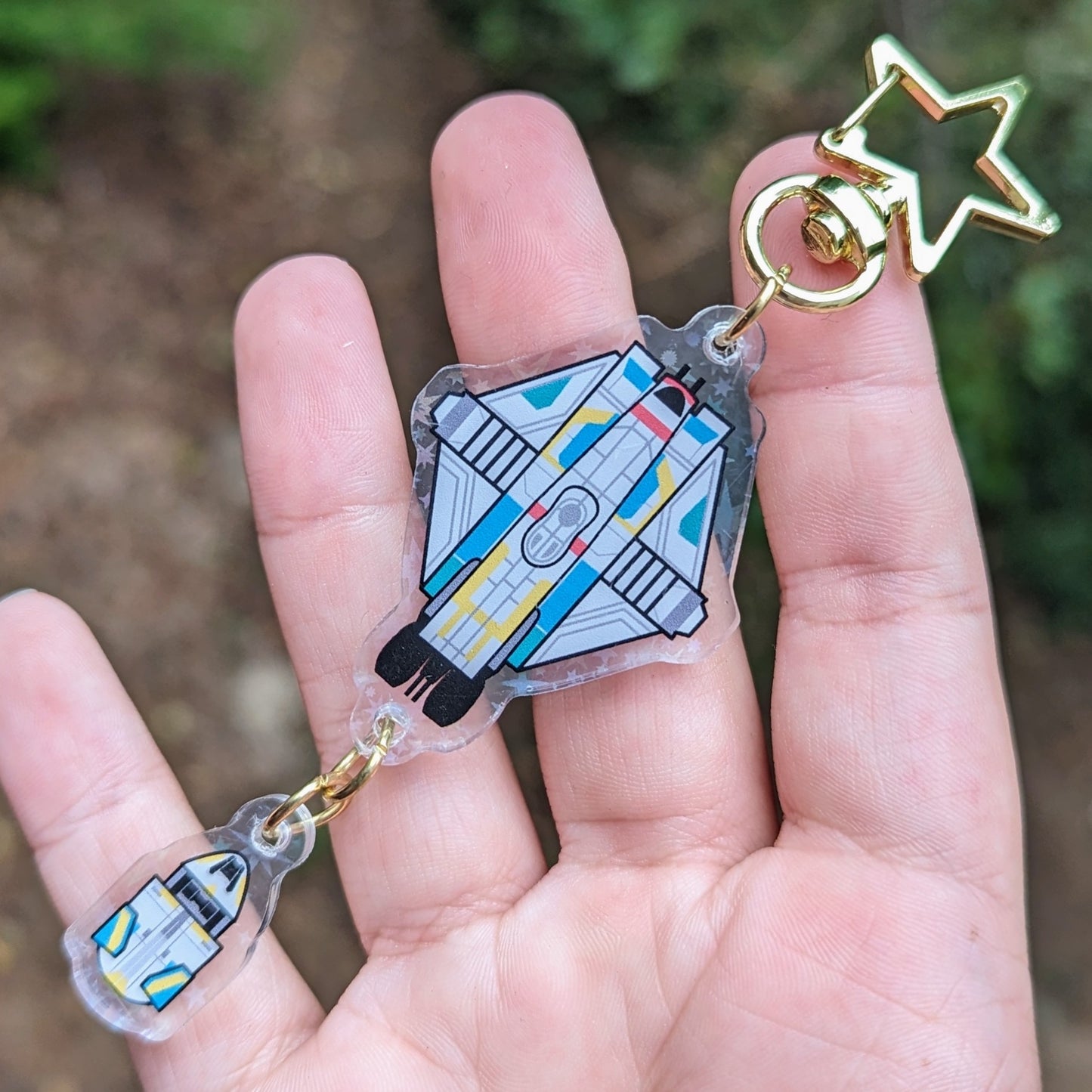 2 Piece Ship Holo Acrylic Keychain