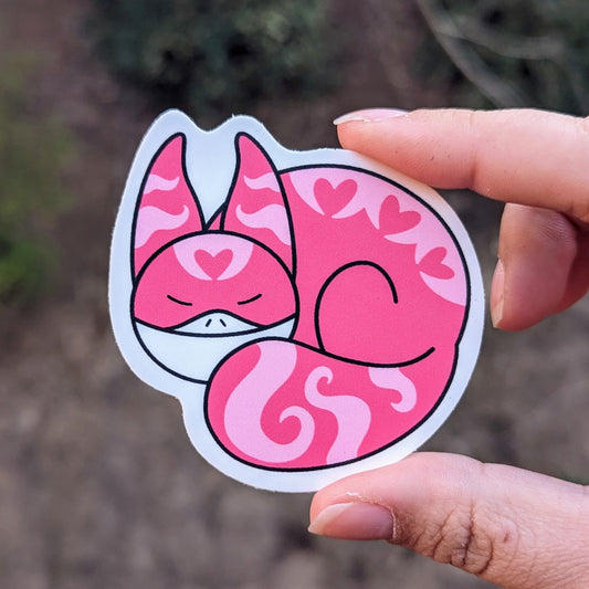 Pink Curled Cat Sticker