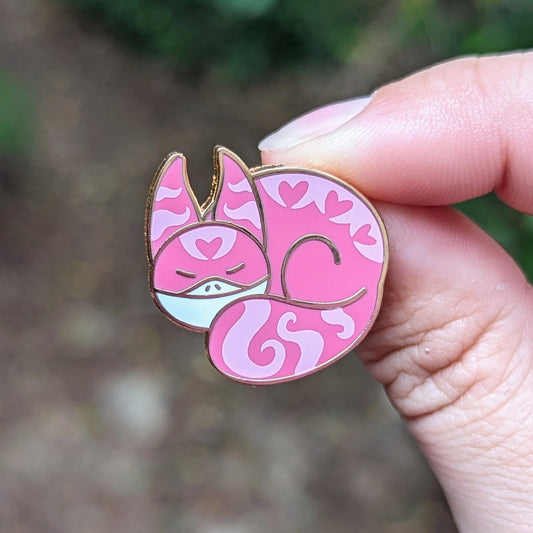 Pink Curled Up Cat Pin