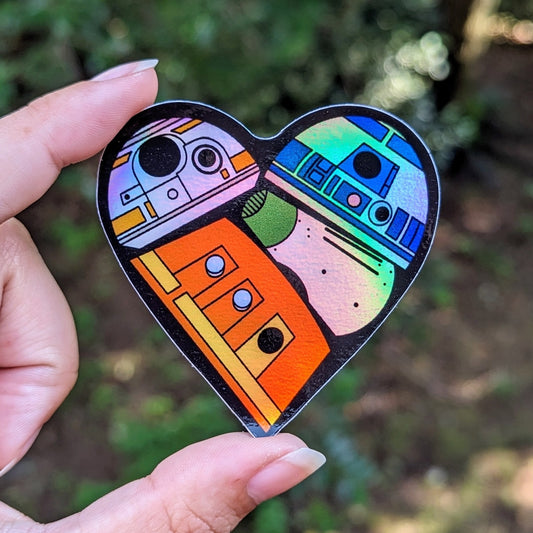 Holo Robot Heart Sticker
