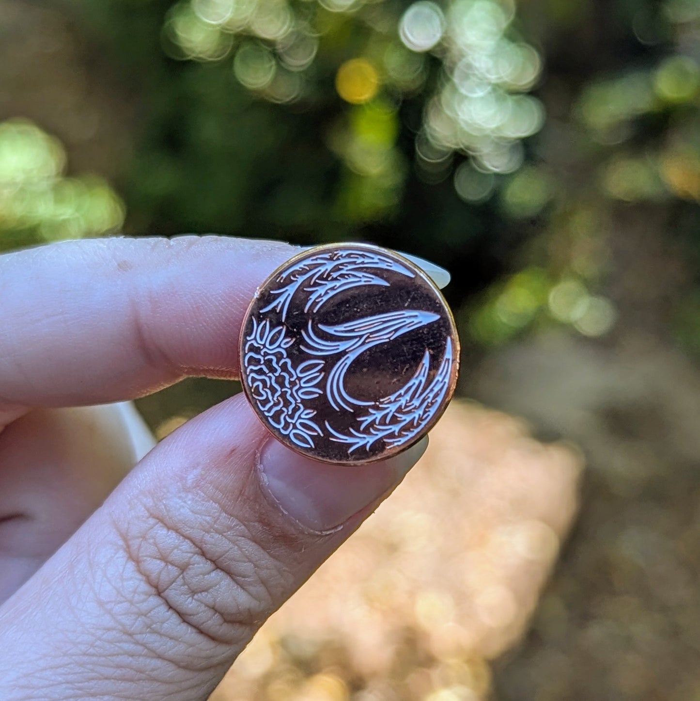 Rose Gold Floral Phoenix Mini Pin