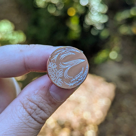 Rose Gold Floral Phoenix Mini Pin