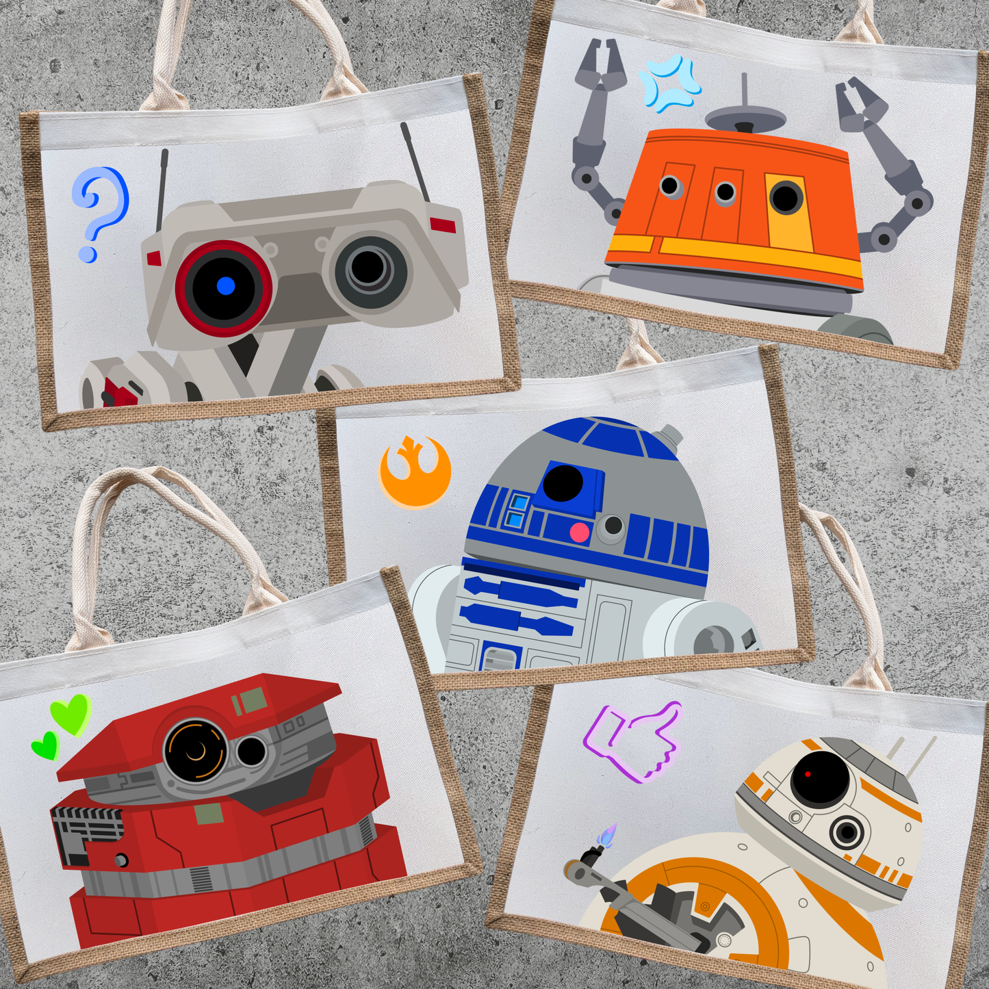 Robots Burlap Tote Bags (PREORDER)