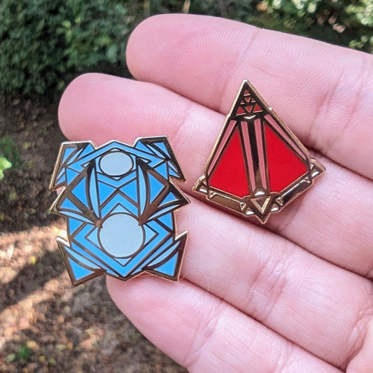 Holo Pyramid and Cube GITD Pins