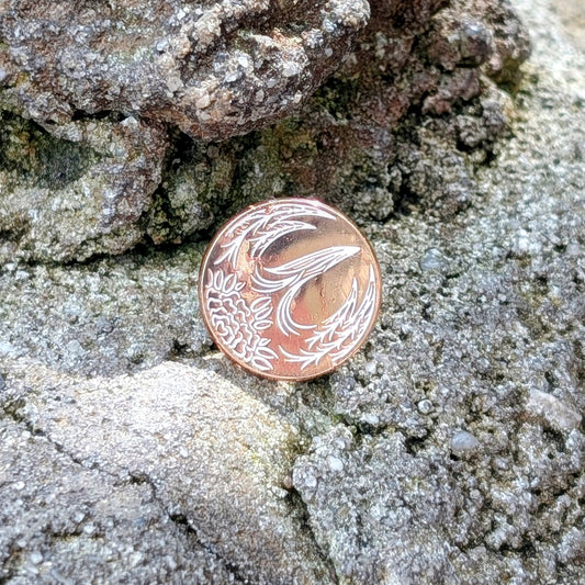 Rose Gold Floral Phoenix Mini Pin